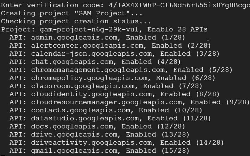 Google APIs are created by GAM